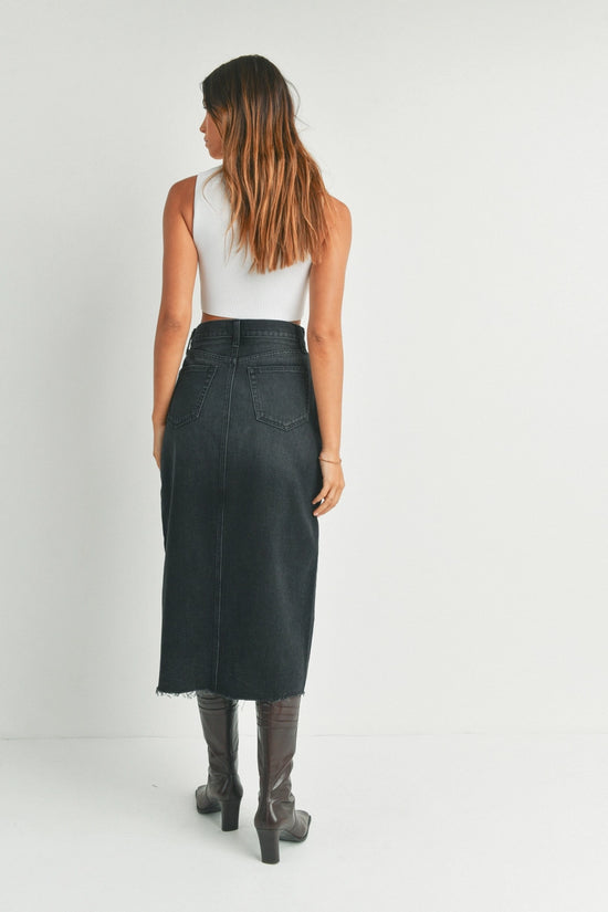 Lacey Denim Midi Skirt