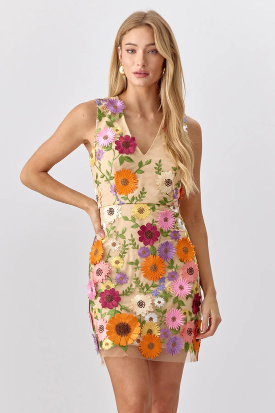 Justine 3D Floral Mini Dress