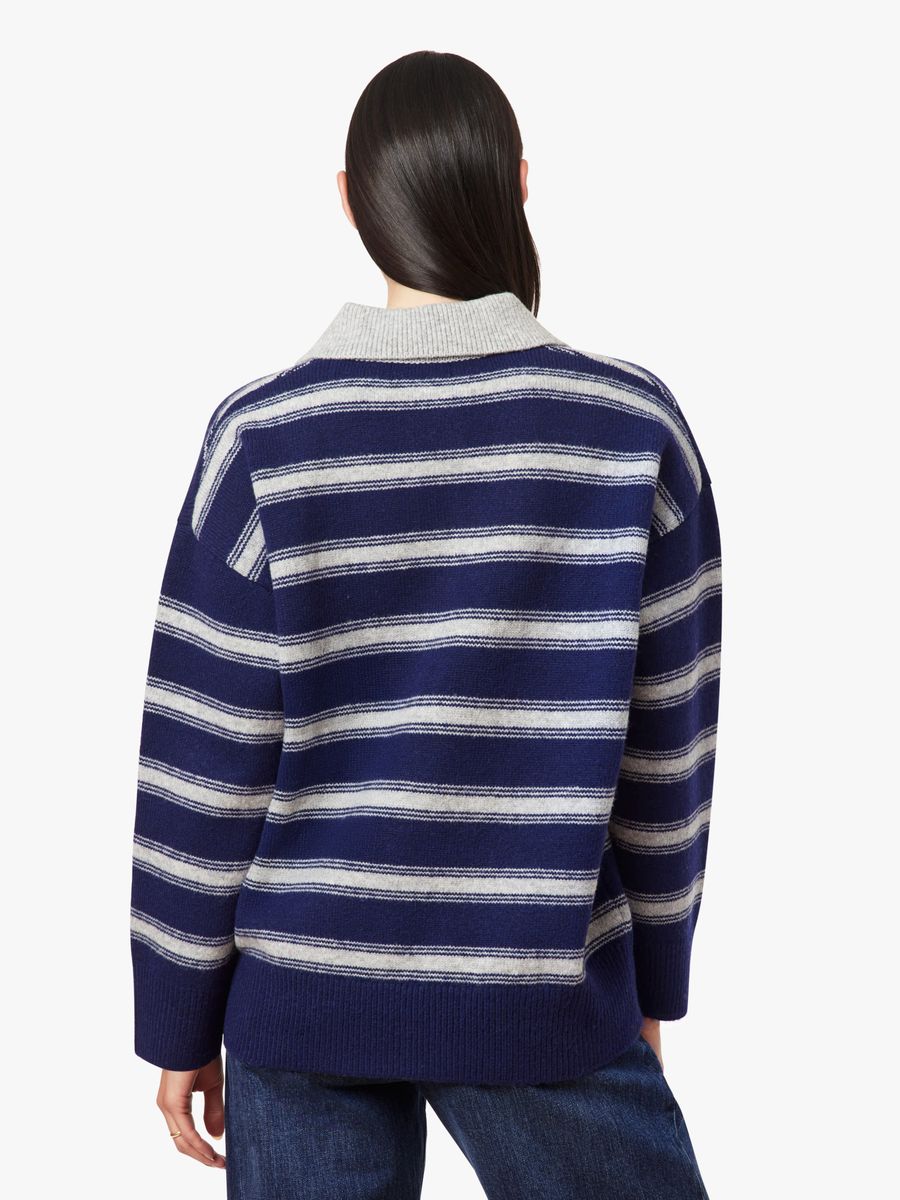 Striped Navy Polo Sweater