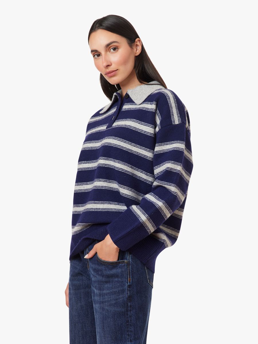 Striped Navy Polo Sweater