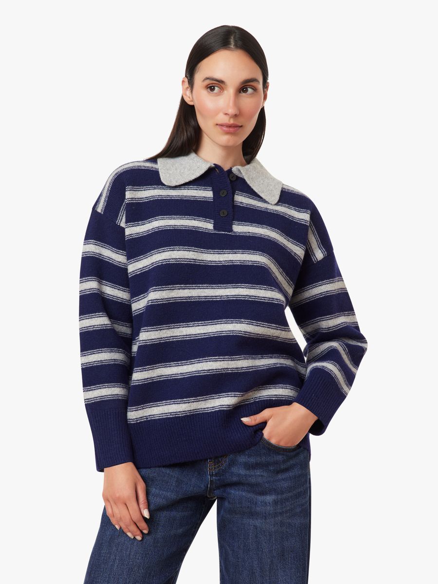 Striped Navy Polo Sweater