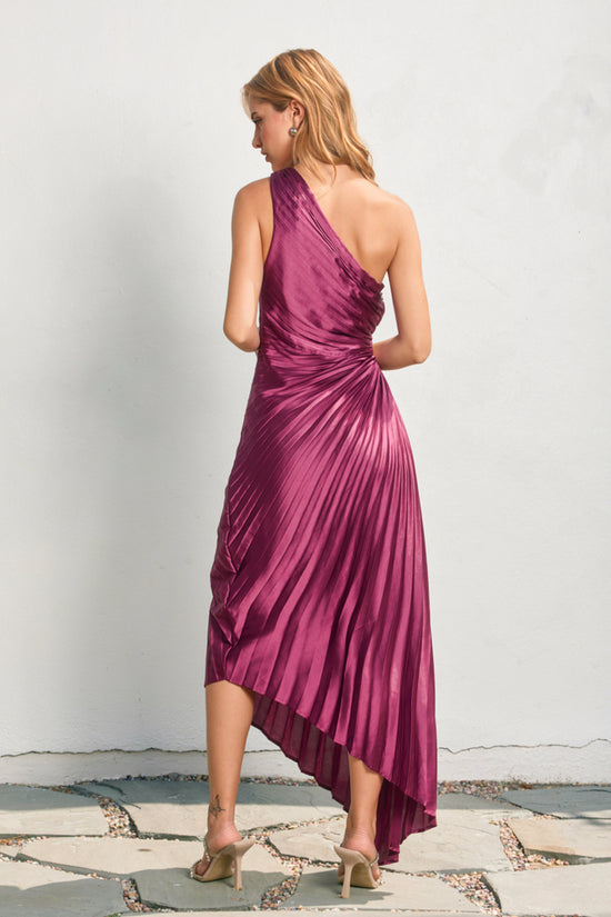 Olympia One Shoulder Maxi Dress Fuschia