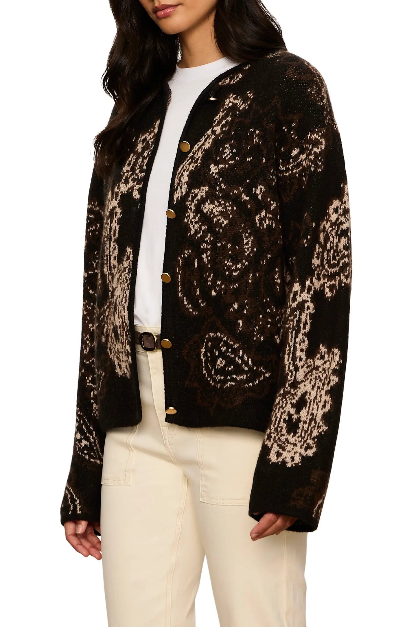Jacquard Knit Jacket in Black Paisley