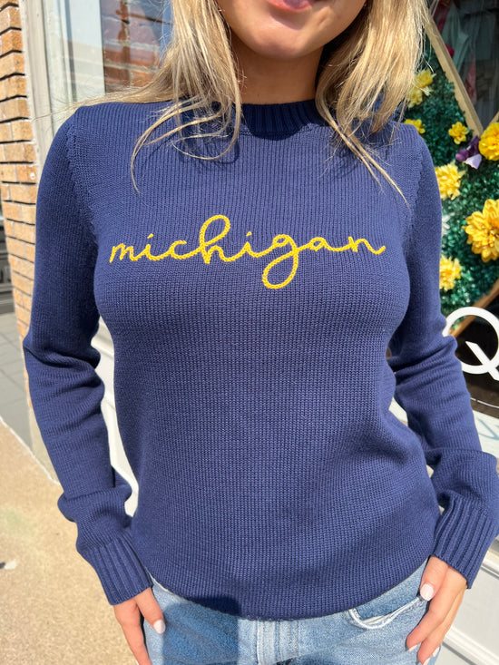 Michigan Cursive Knit Sweater