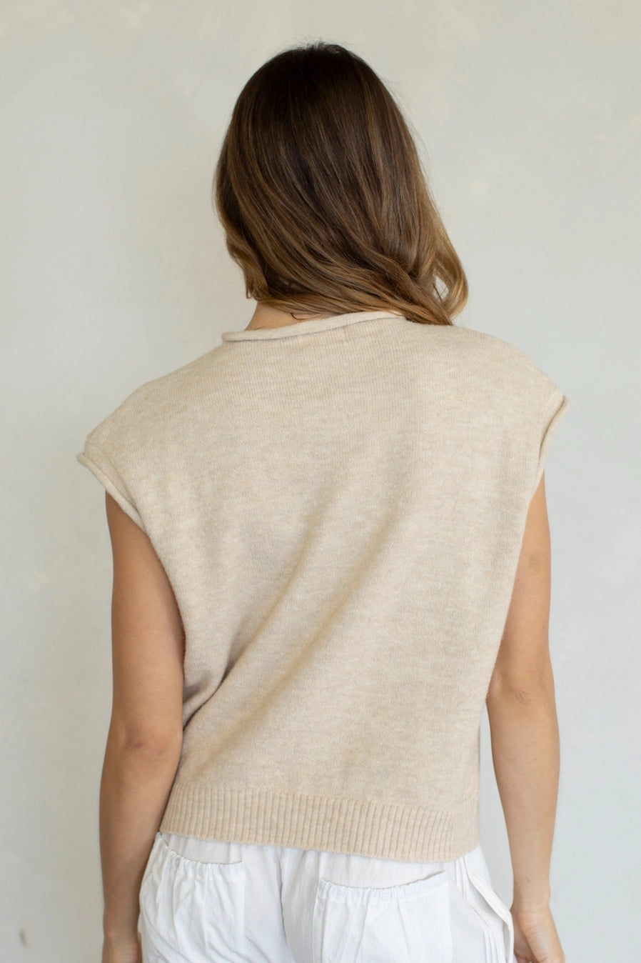 Piper Vest Cardigan in Natural
