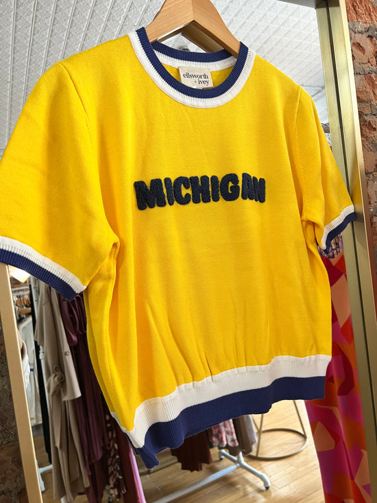 Michigan Short Sleeved Knit Sweater