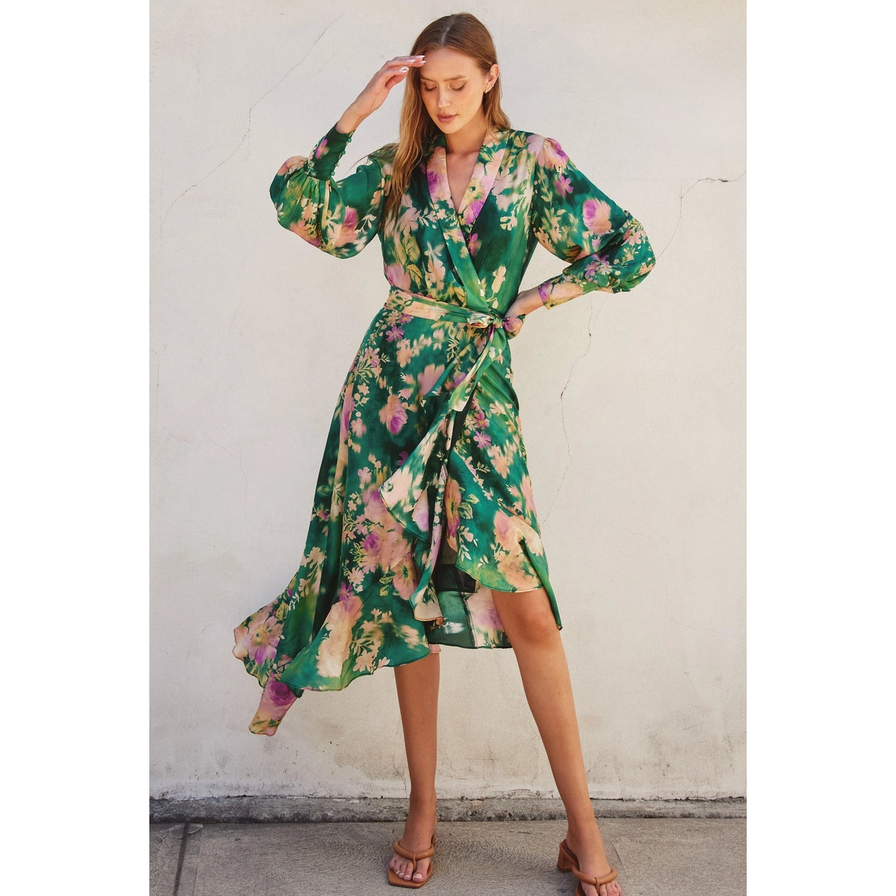 Floral Love Wrap Midi Dress