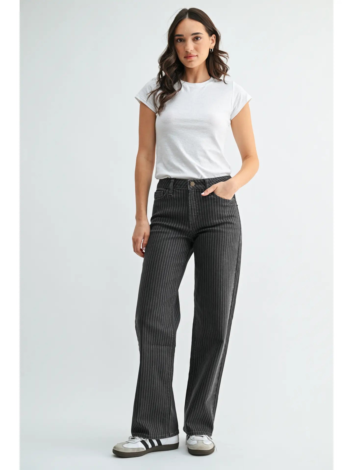 Striped Straight Leg Jeans