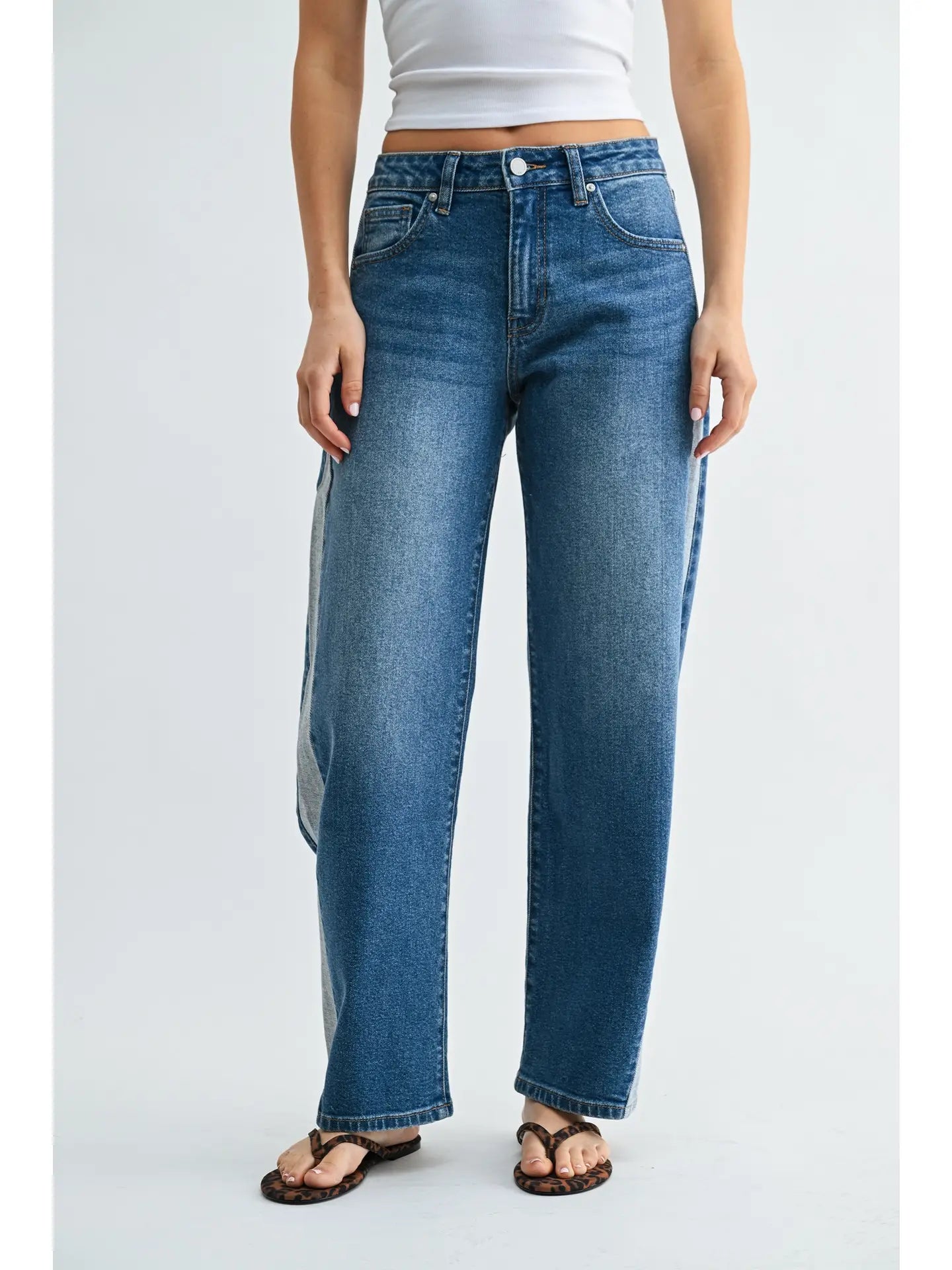 Two Tone Contrast Jeans