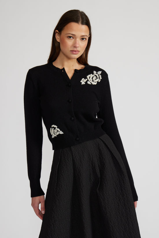 Nilda Beaded Cardigan Black