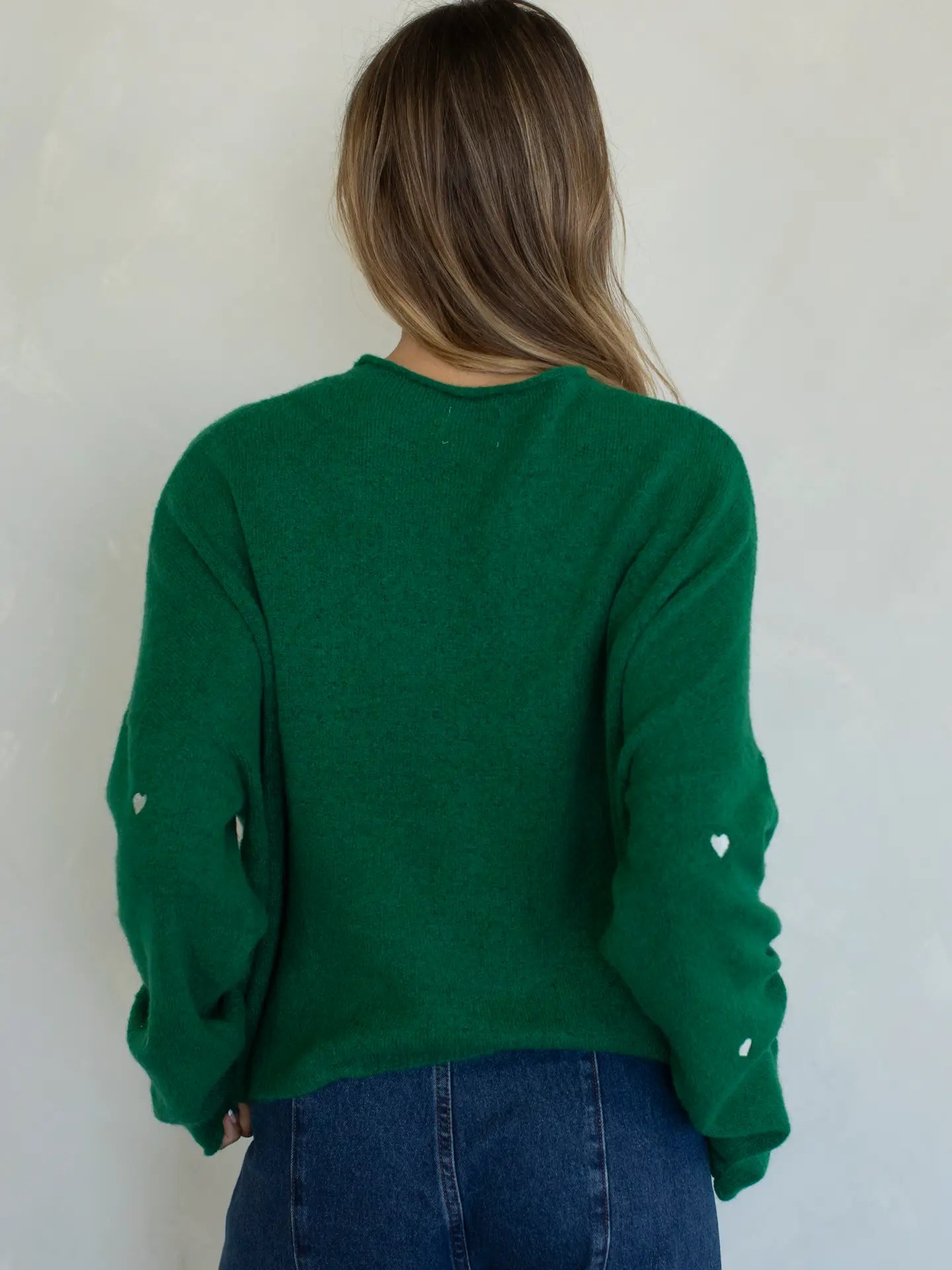 Piper Cardigan Kelly Green with Hearts