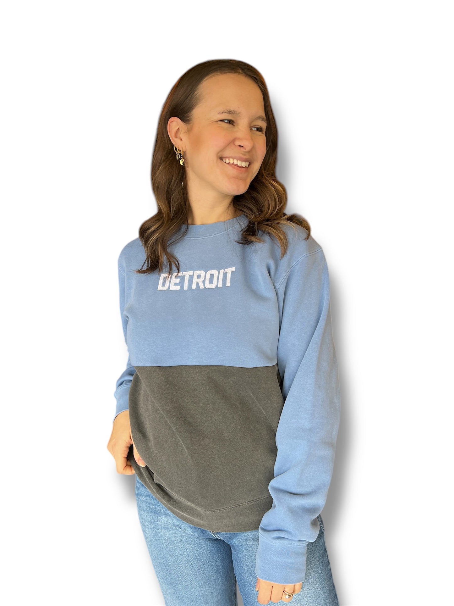 Detroit Color Block Embroidered Sweatshirt