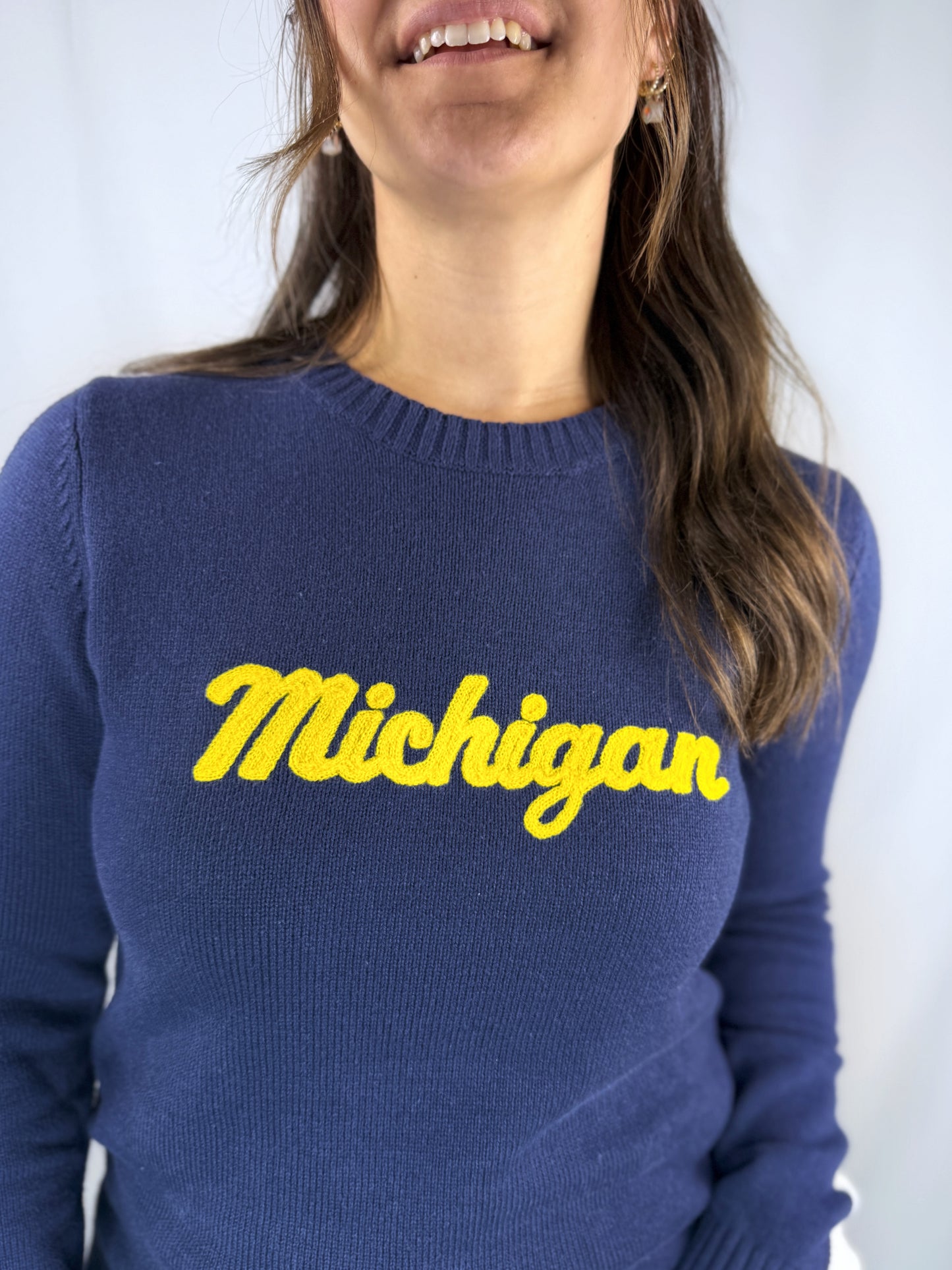Michigan Navy with Sleeve Stripes Sweater