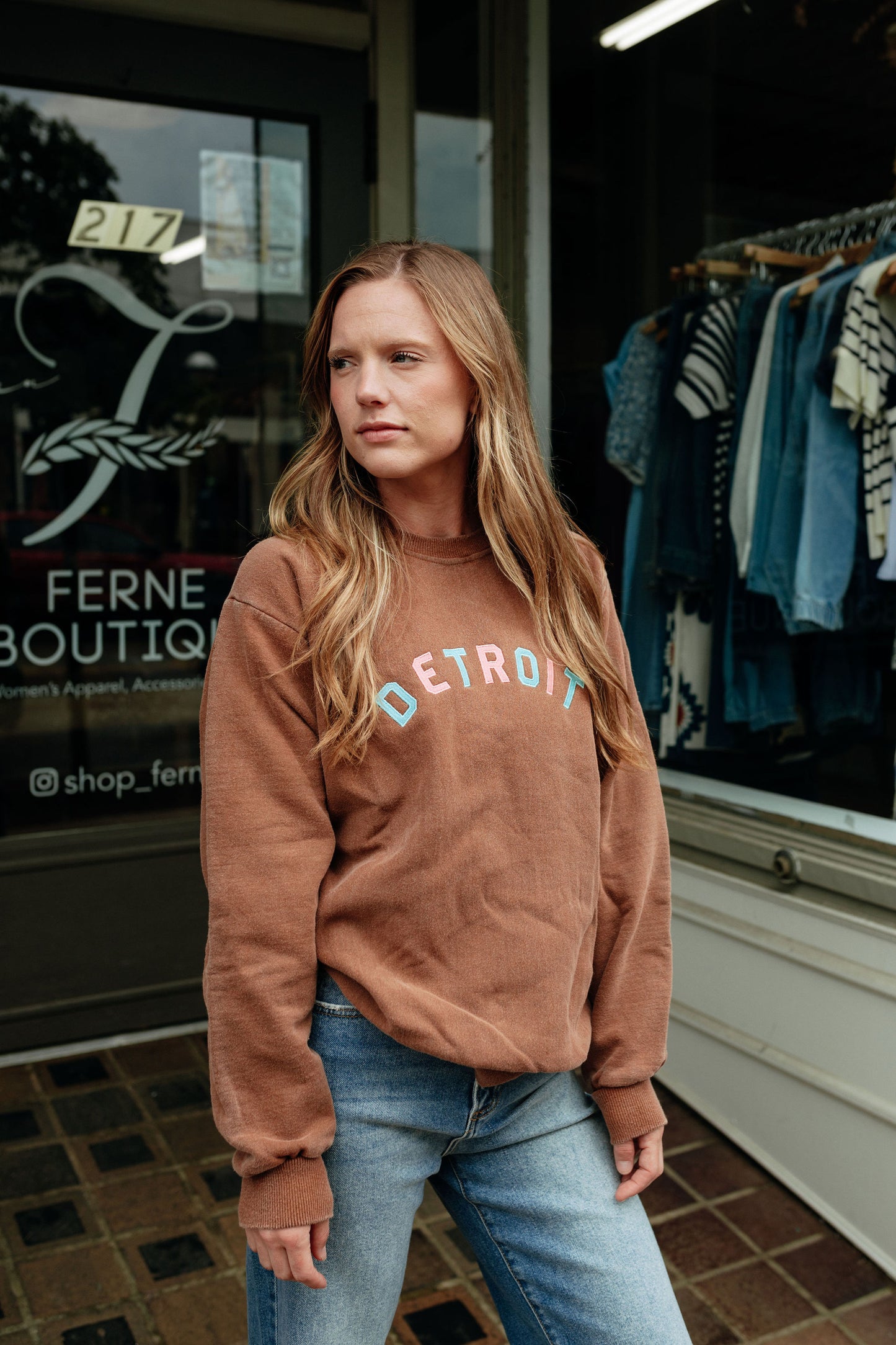 Detroit Dyed Brown Crewneck