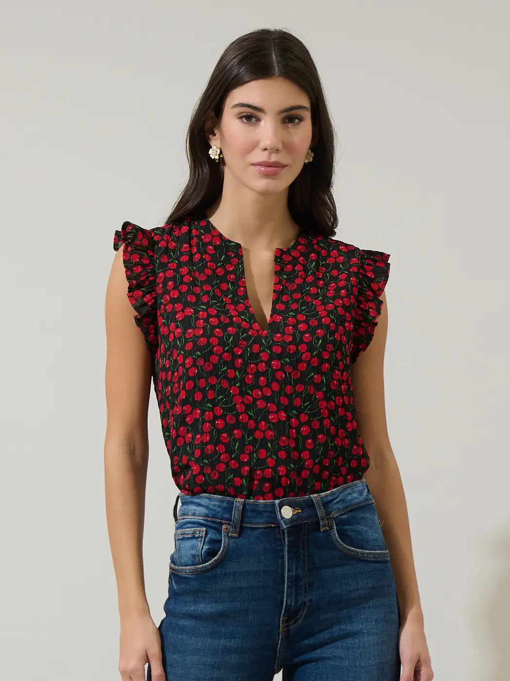 Cherry Crush Ruffle Blouse