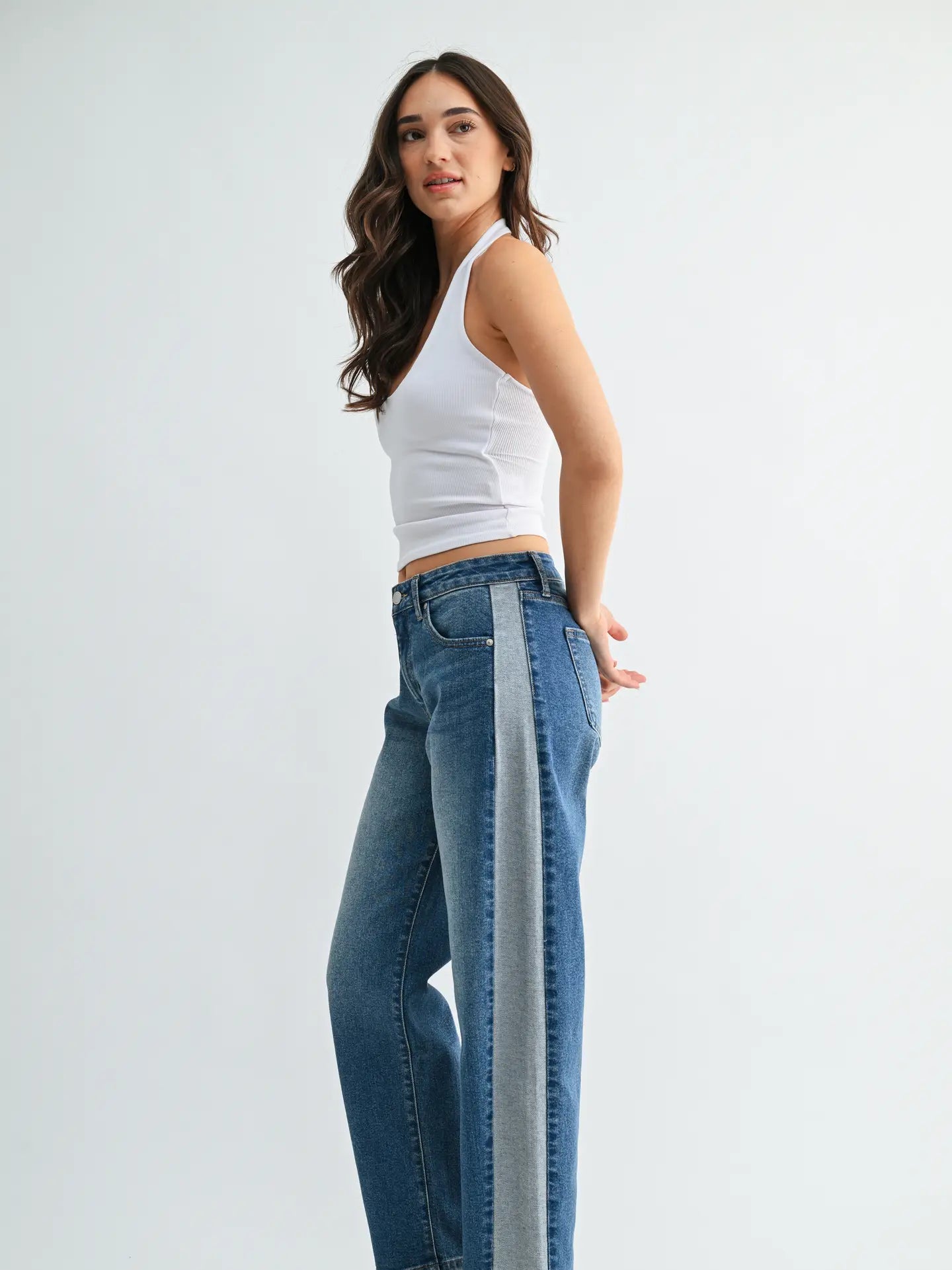 Two Tone Contrast Jeans