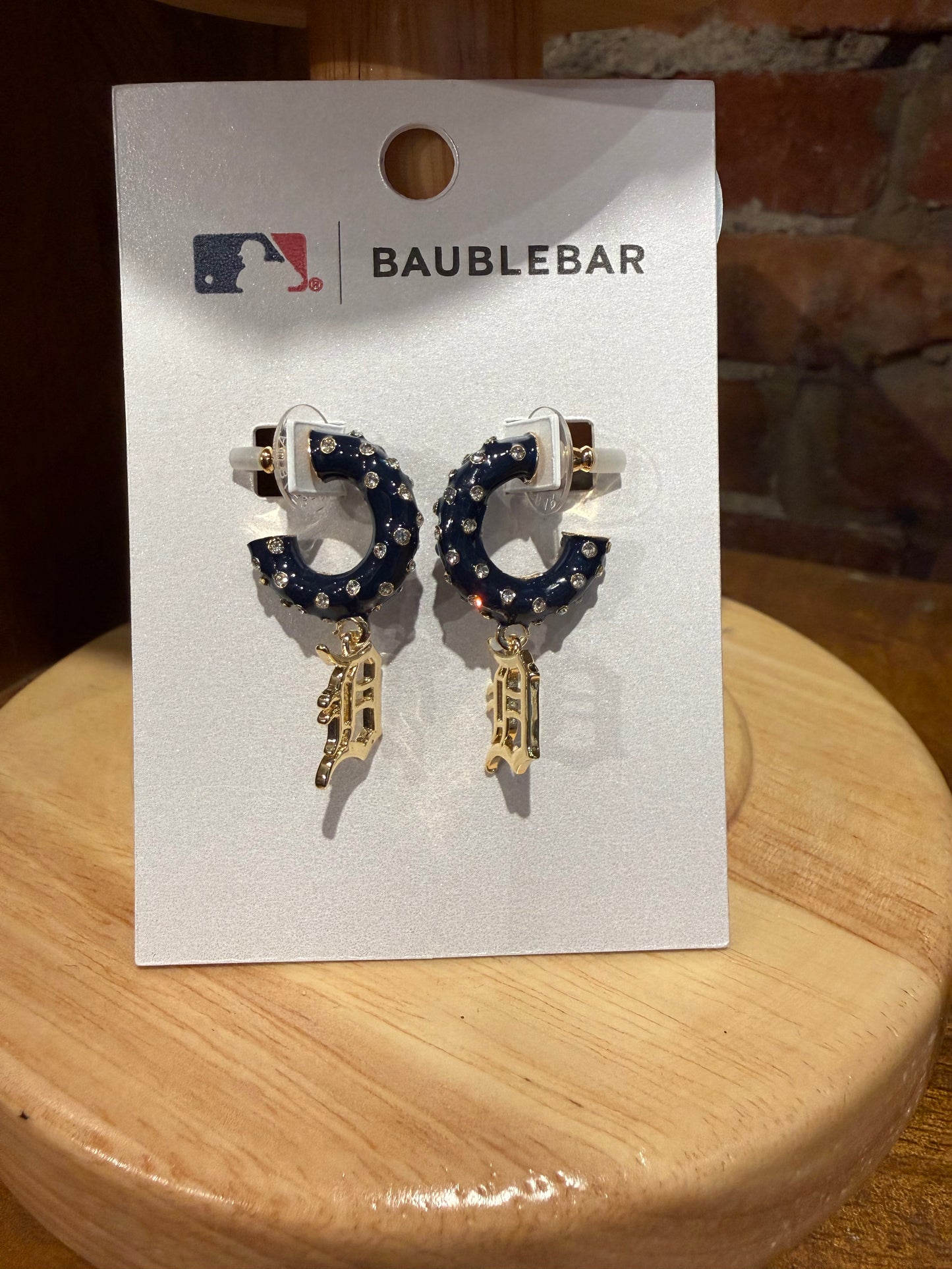 Detroit Tigers Navy Enamel Earrings
