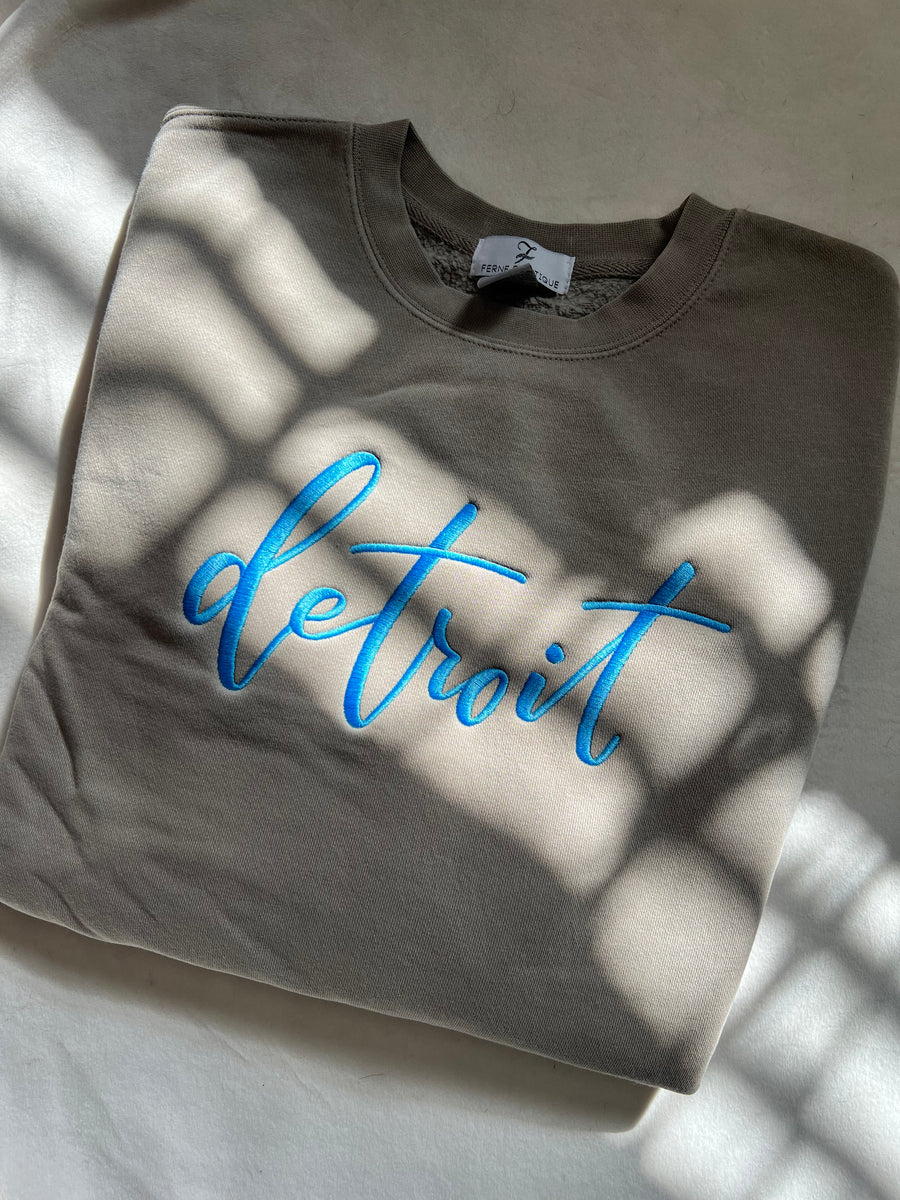 Detroit Embroidered Script Crewneck – Ferne Boutique