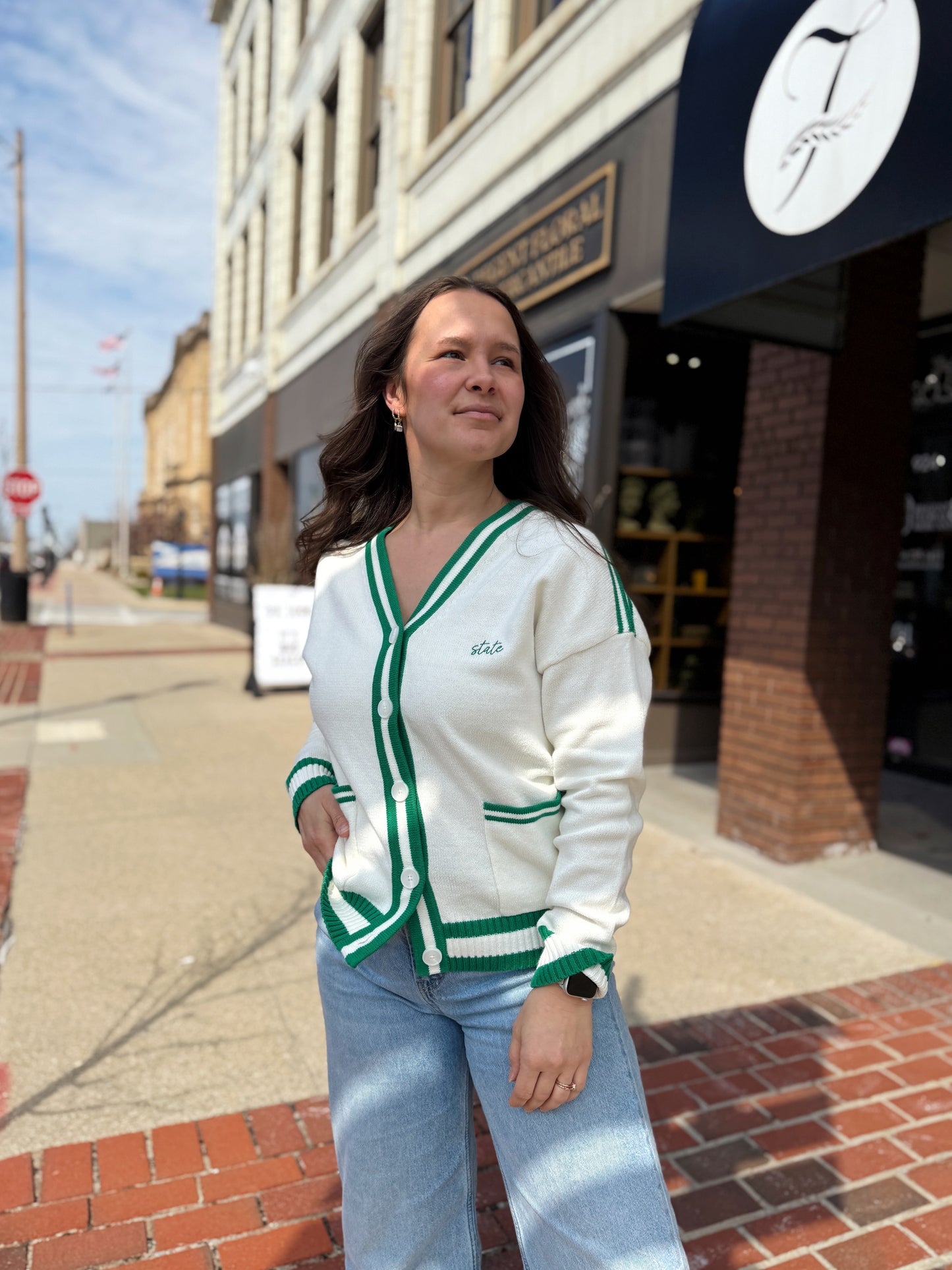 Michigan State White Cardigan