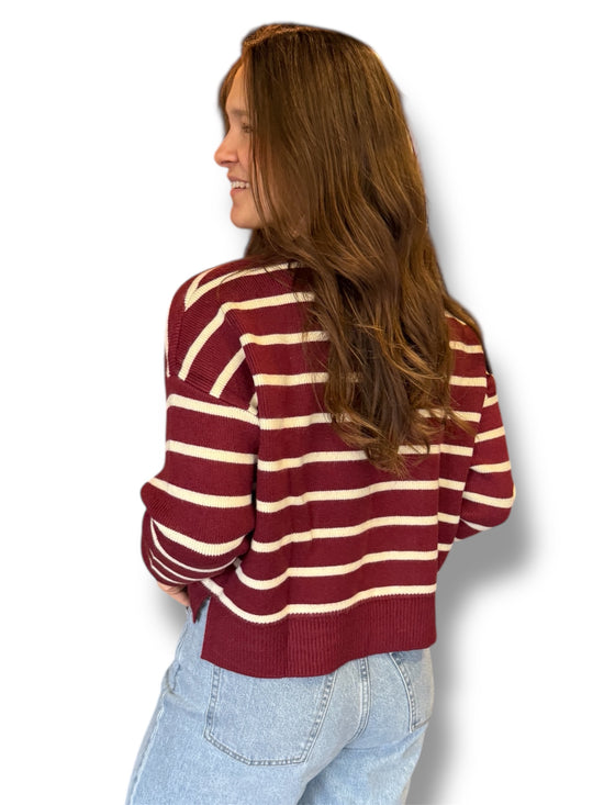 Burgundy Bliss Stripe Sweater