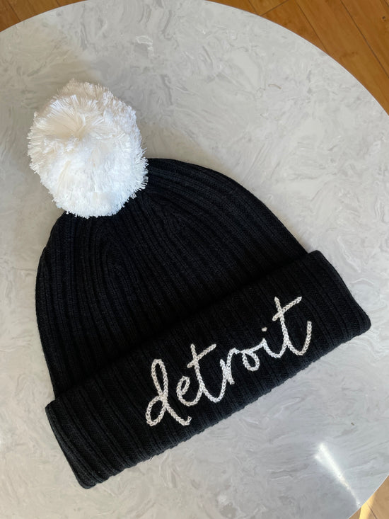 Detroit Black Beanie