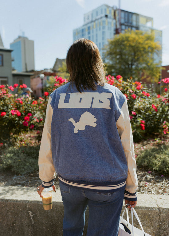 Detroit Lions Denim Varsity Jacket