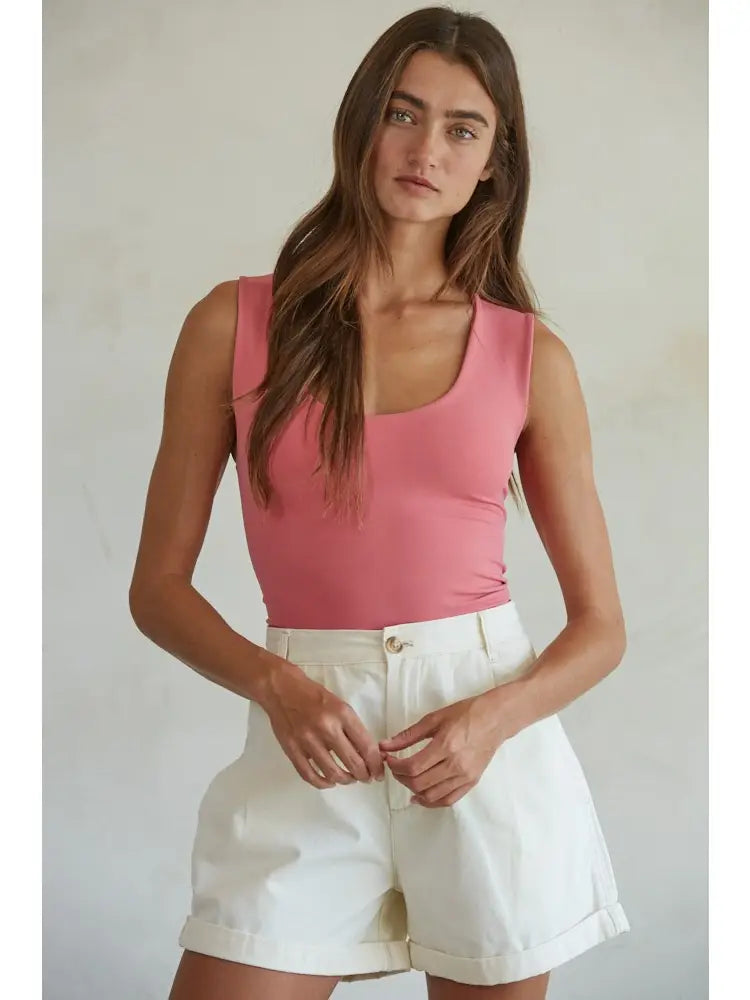 Double Layer Seamless Tank Light Cherry