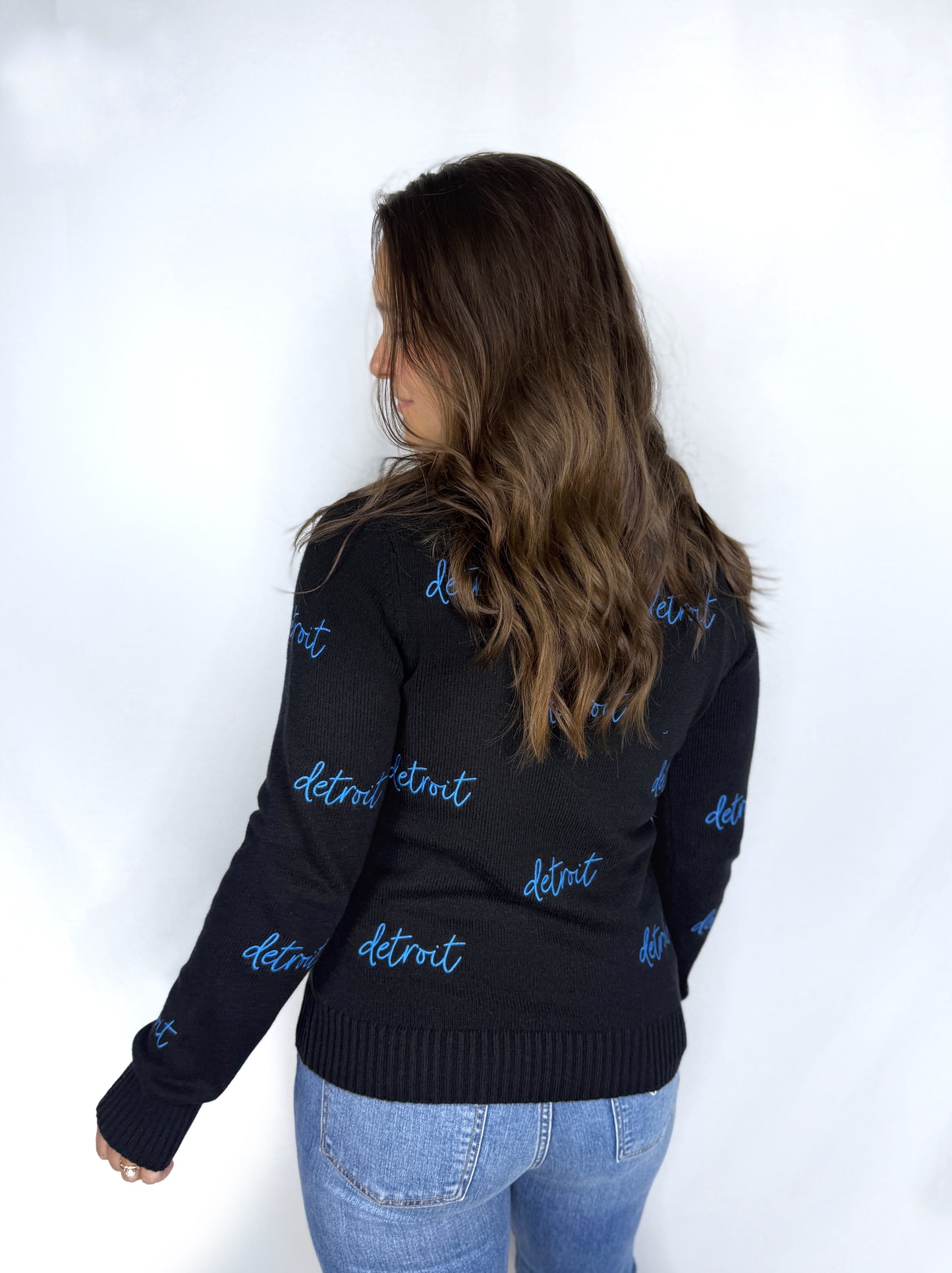 Detroit All Over Black Sweater