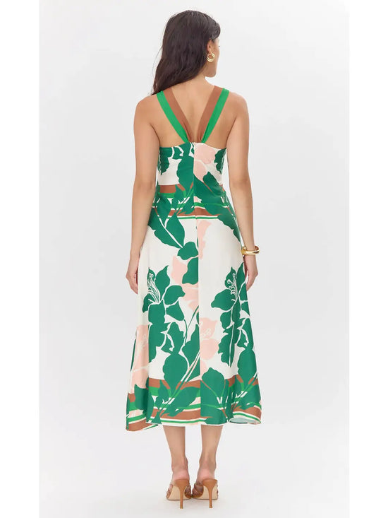 Lyra Border Halter Midi Dress