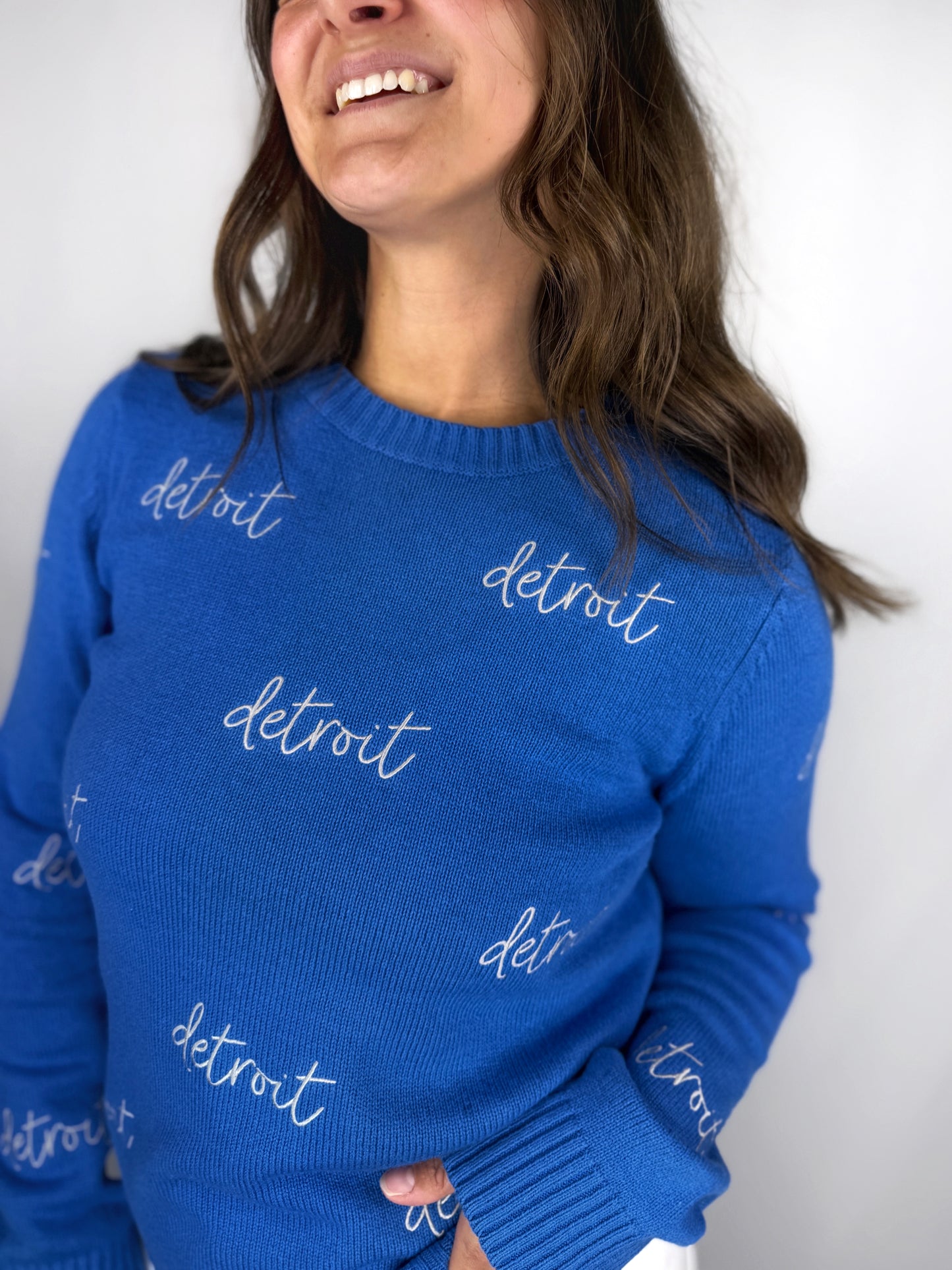 Detroit All Over Sweater Blue/Grey