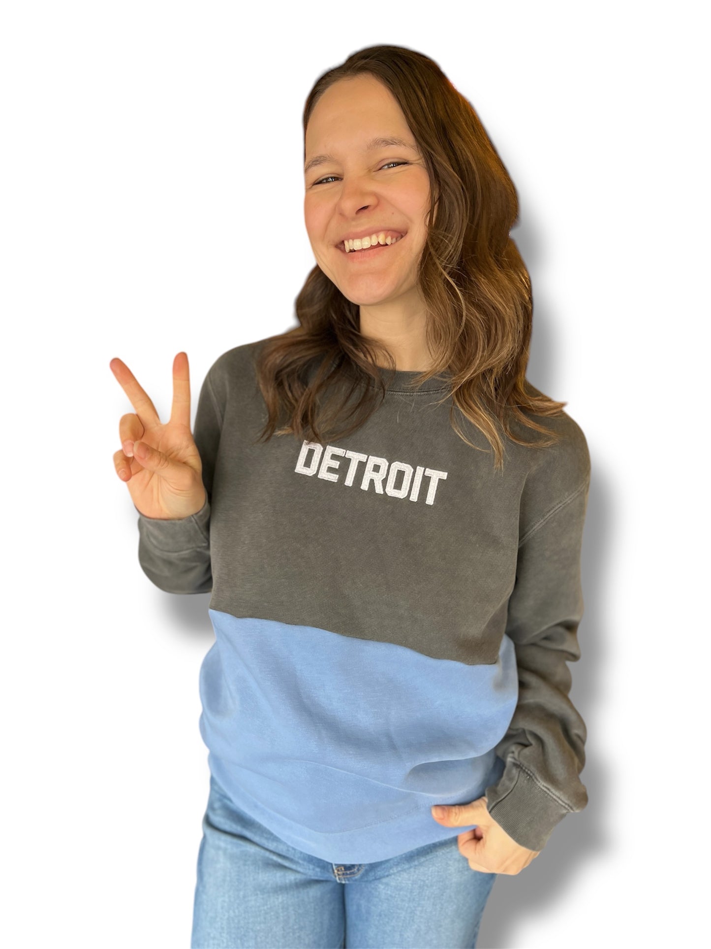 Detroit Color Block Embroidered Sweatshirt