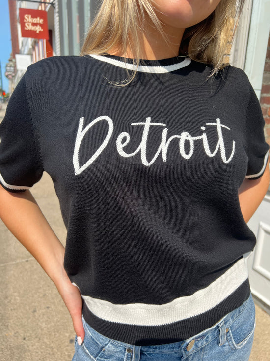 Detroit Short Sleeved Knit Sweater