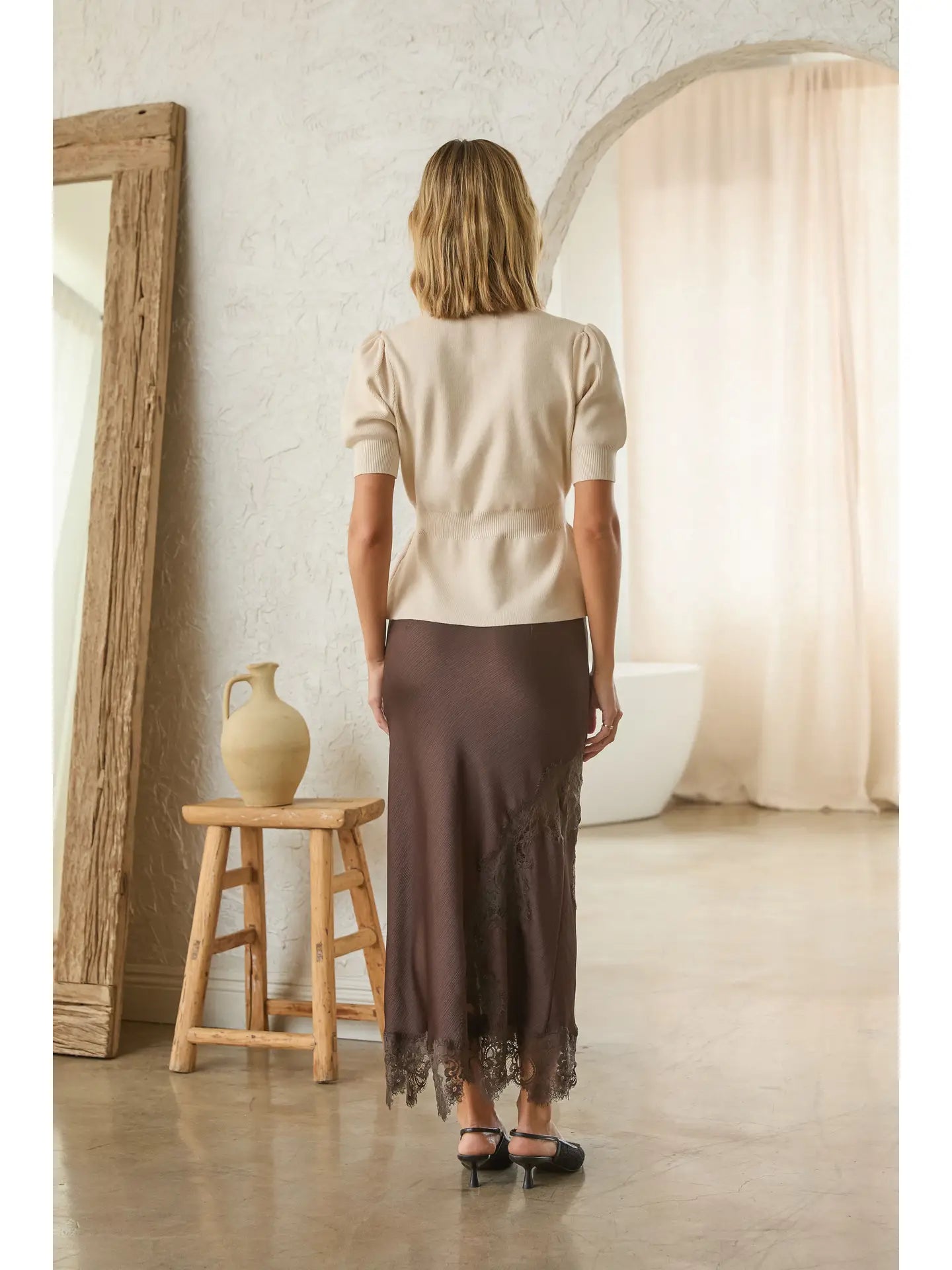 Beverly Mixed Lace Midi Skirt