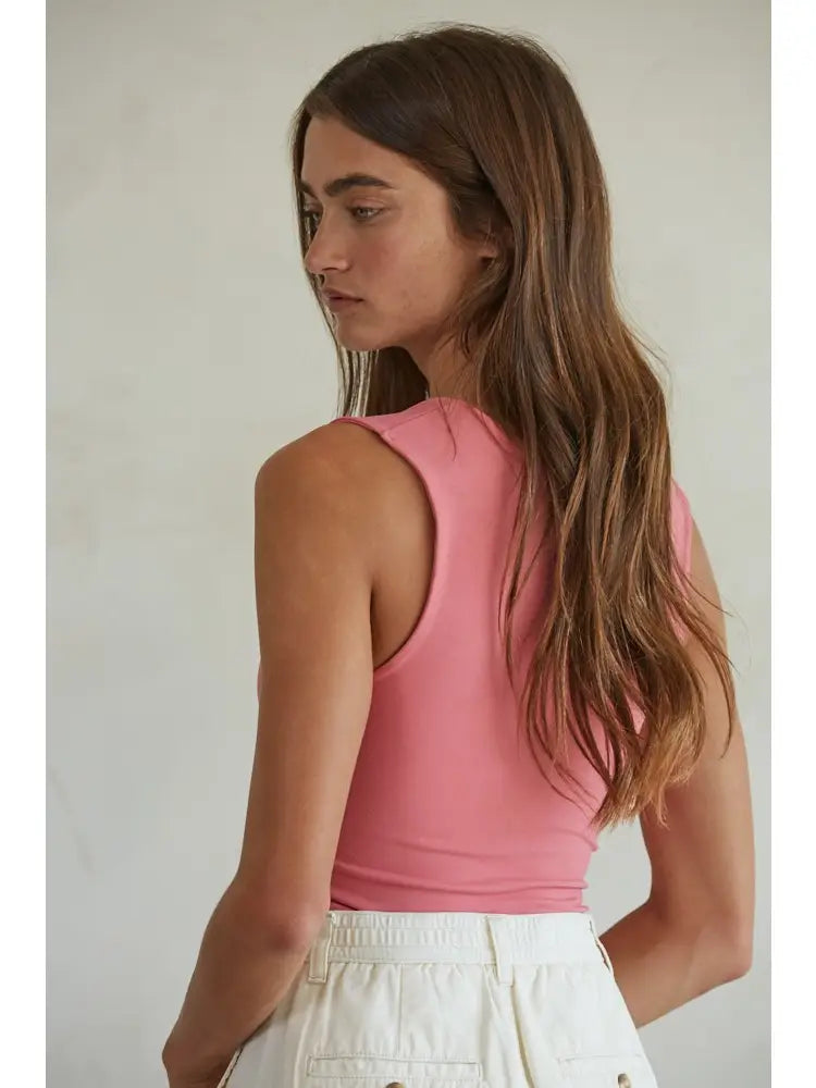 Double Layer Seamless Tank Light Cherry