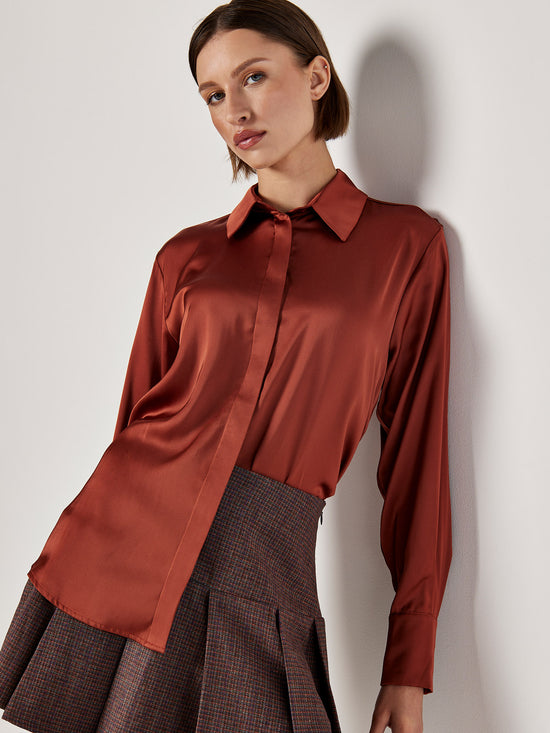 Pumpkin Spice Satin Blouse