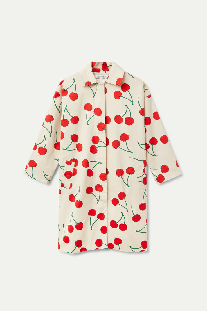 Cherry Print Trench Coat