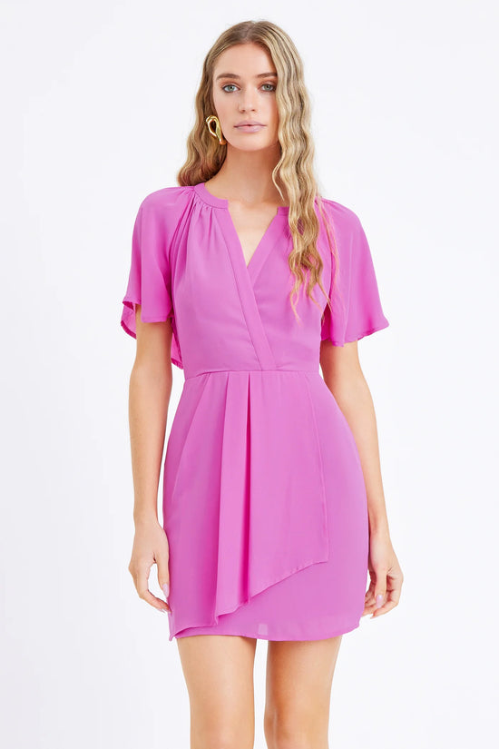Load image into Gallery viewer, Annalise Flutter Sleeve Draped Mini Dress
