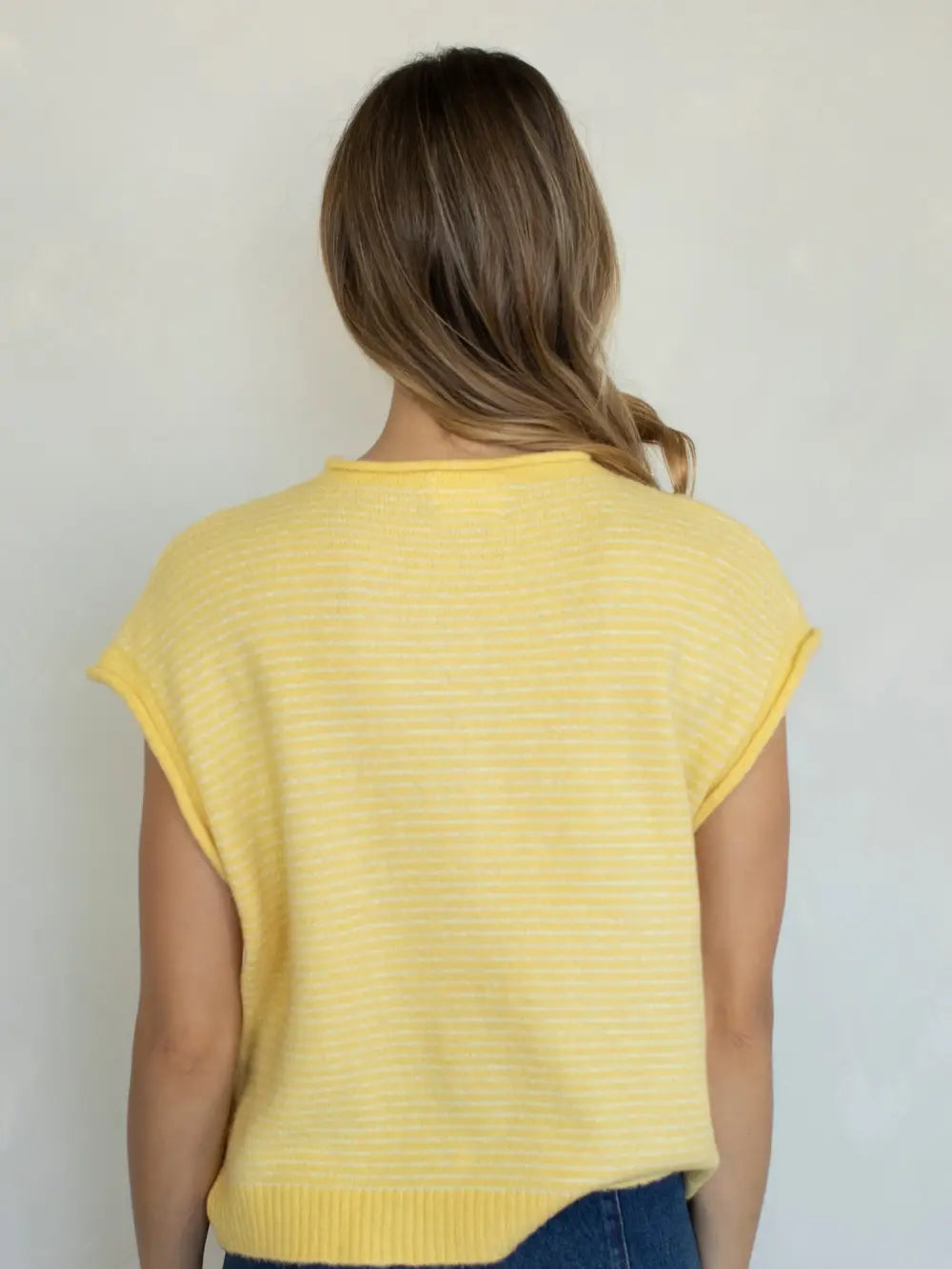 Piper Vest Cardigan Yellow Pin Stripe