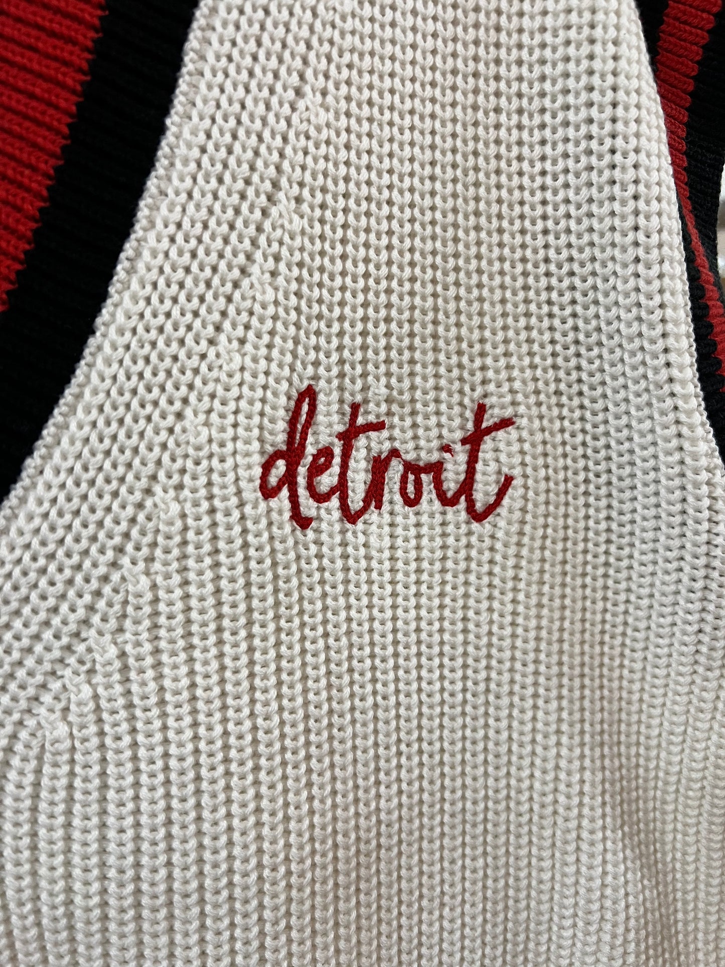 Detroit White and Red Sweater Vest