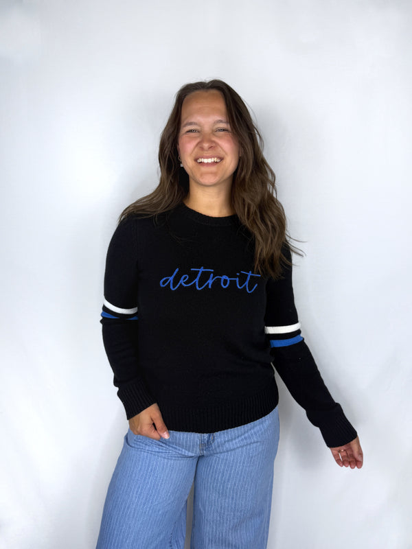 Detroit Cursive Black Sweater