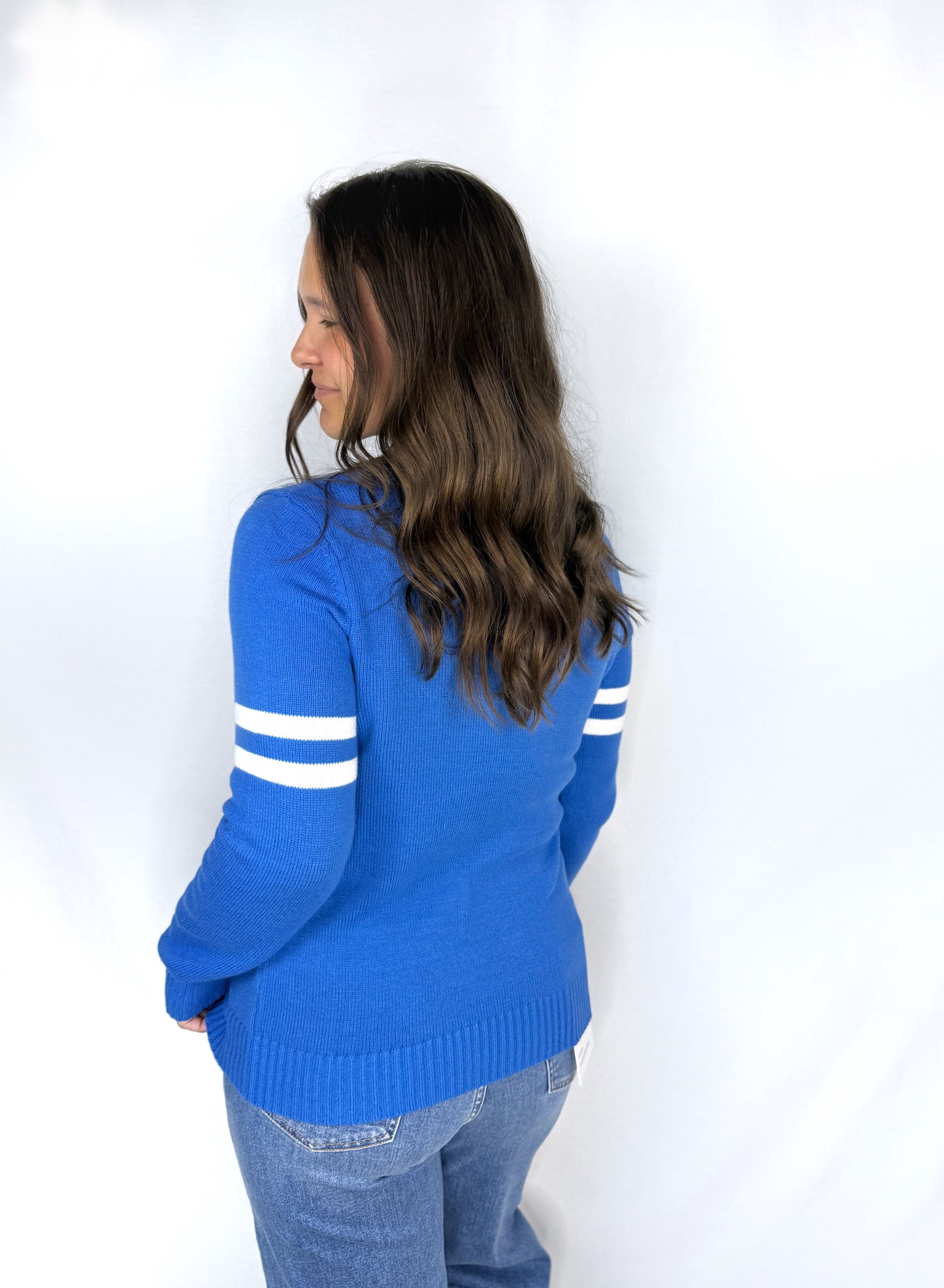 Detroit Cursive Blue Sweater