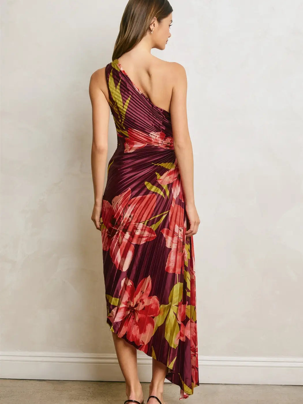 Garden Floral One Shoulder Midi Dress