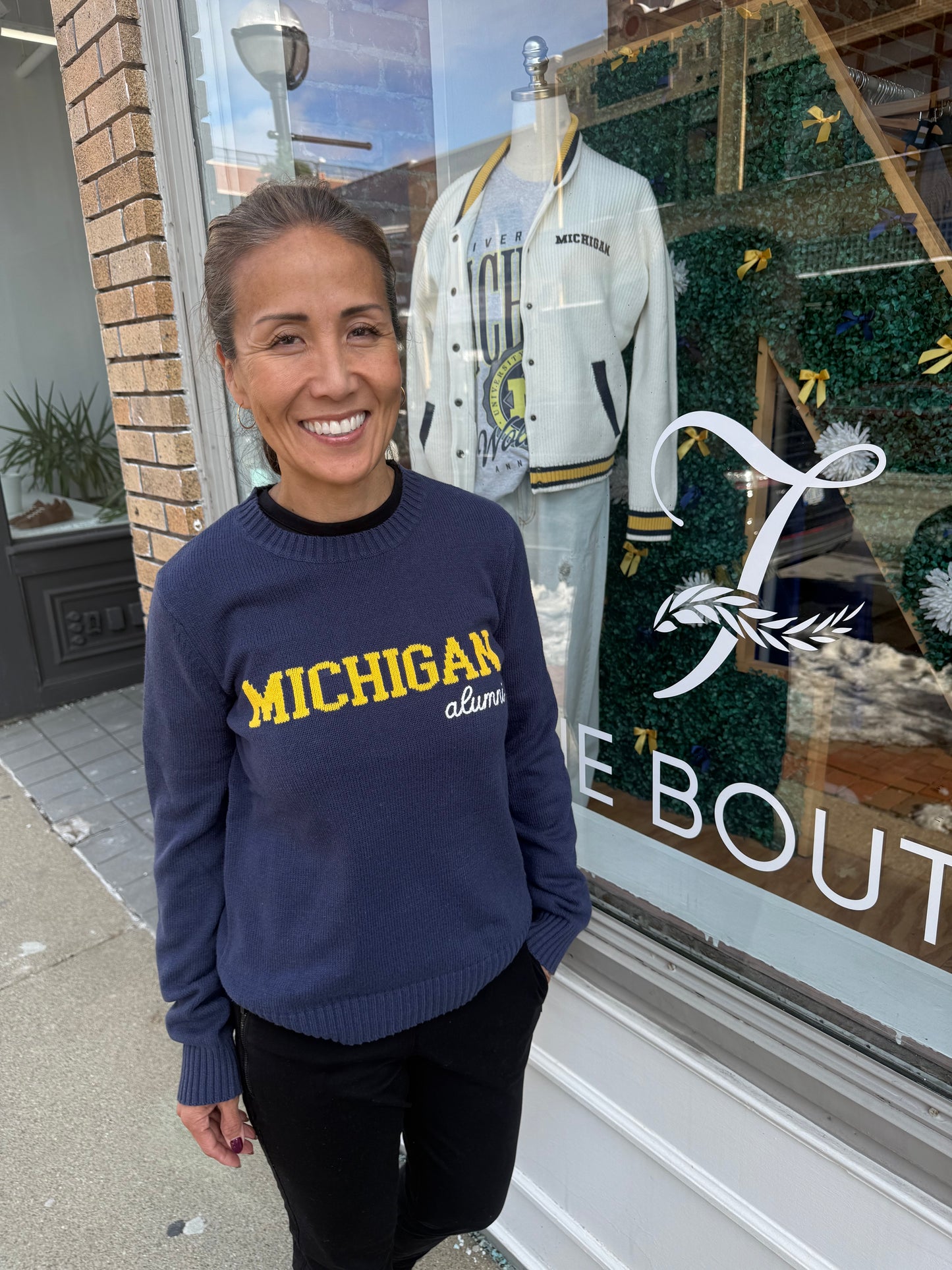 Michigan Alumni with Cursive Sweater