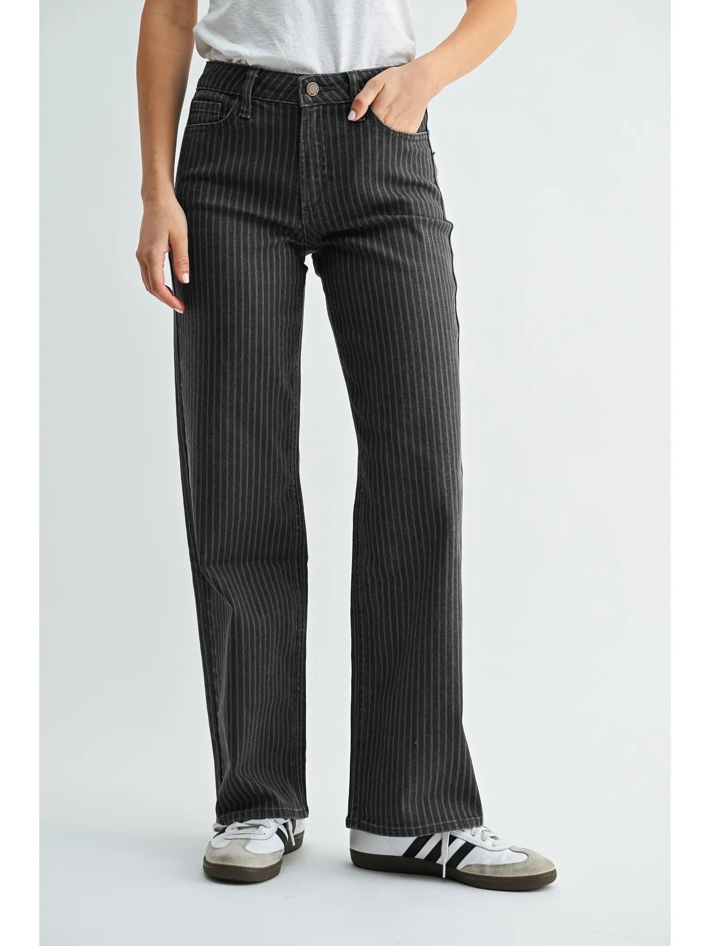 Striped Straight Leg Jeans