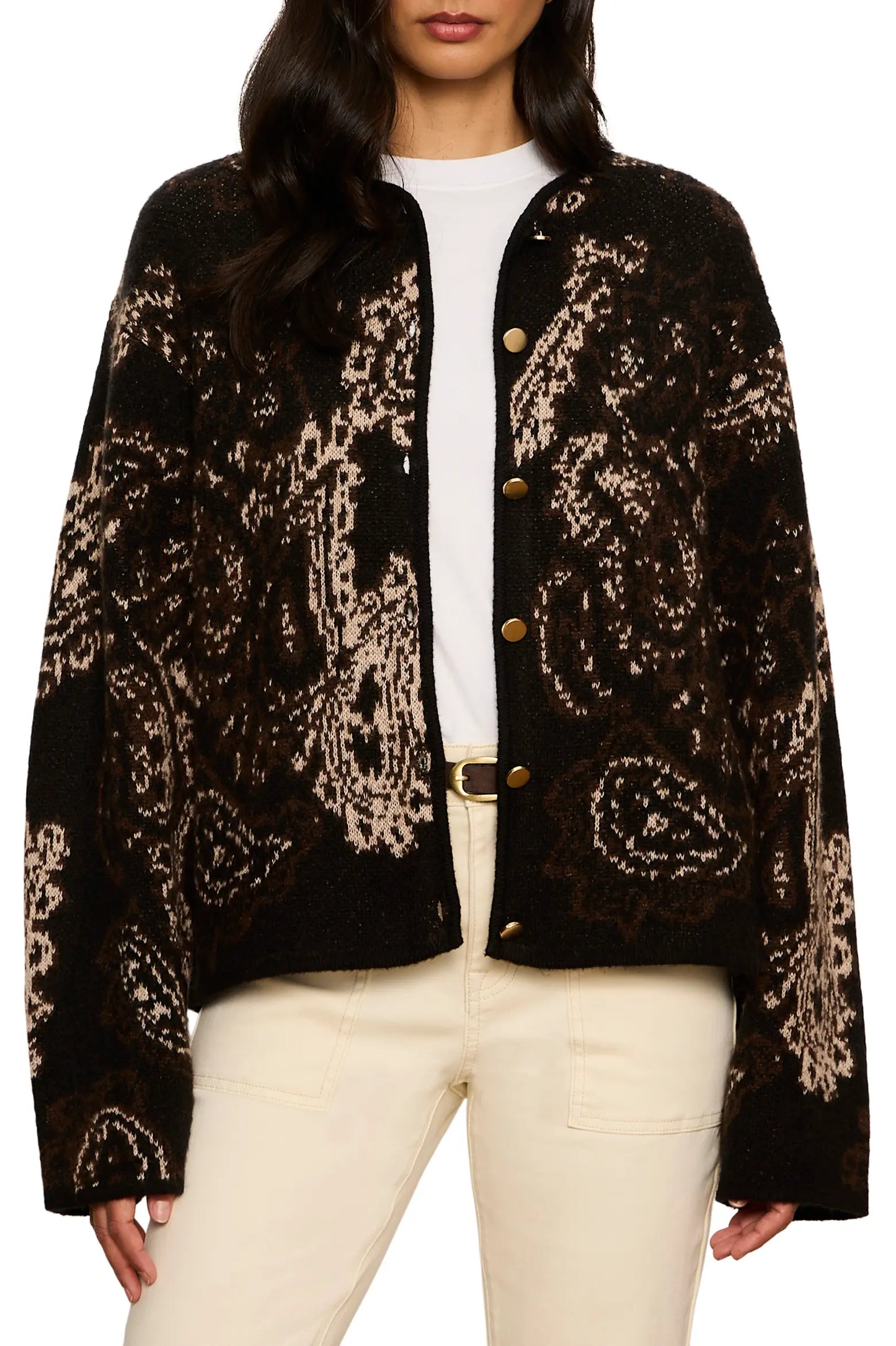 Jacquard Knit Jacket in Black Paisley