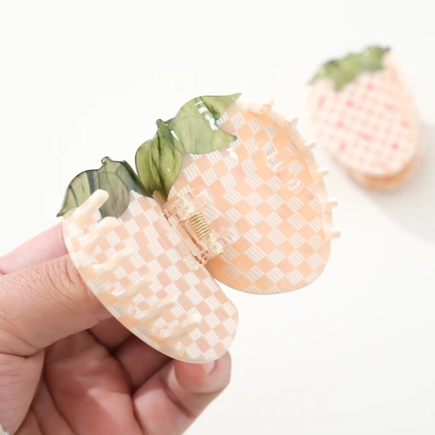 Gingham Strawberry Hair Clip