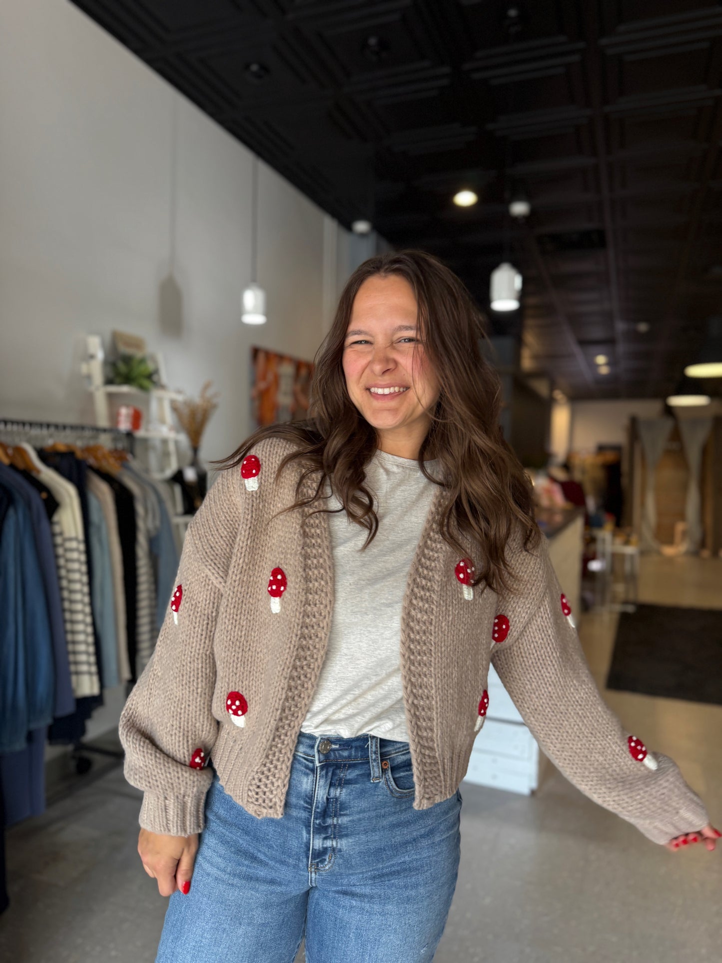 Mushroom Open Cardigan