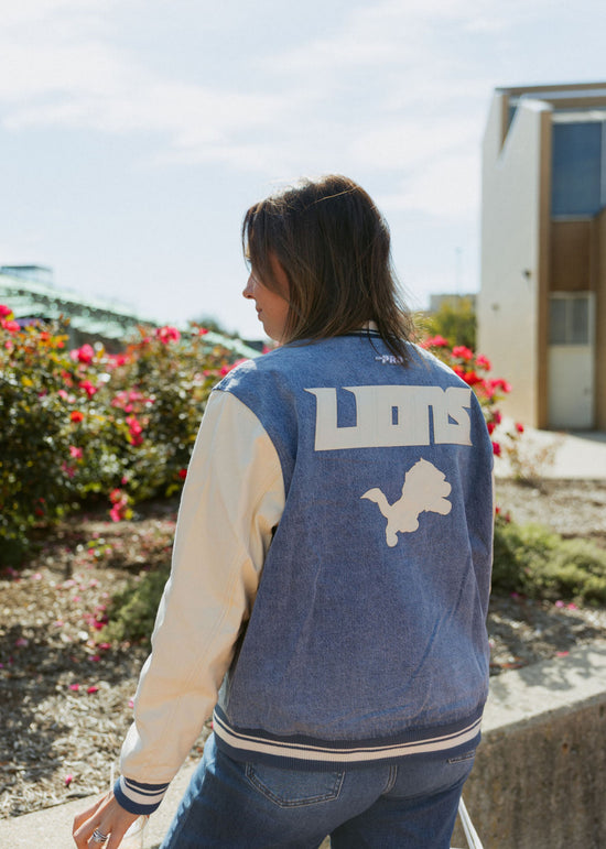 Detroit Lions Denim Varsity Jacket