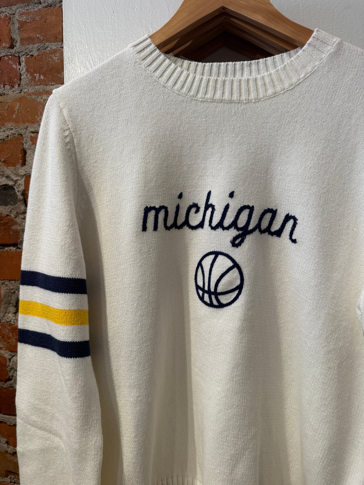 Michigan White Basketball Sweater