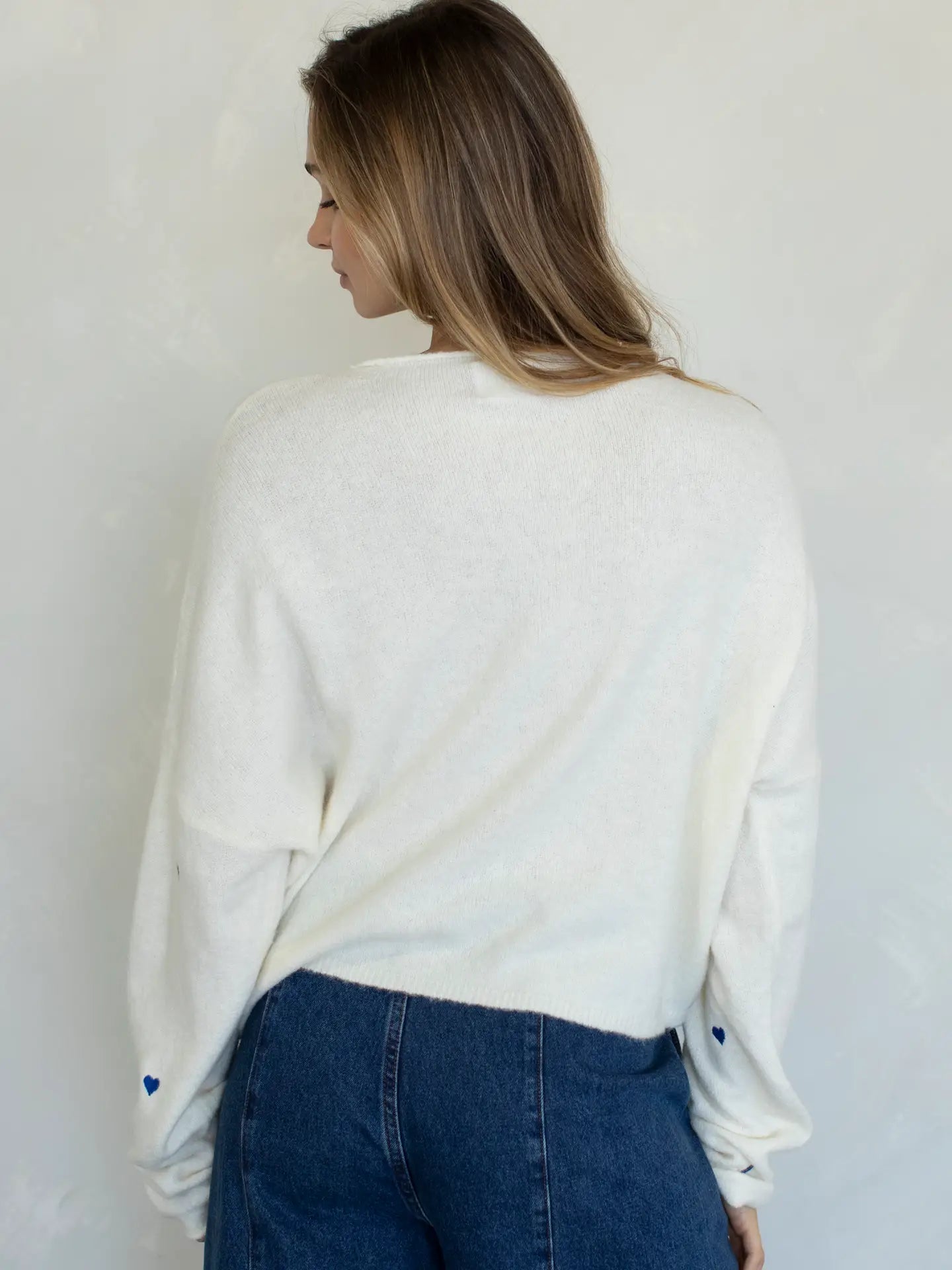 Piper Cardigan with Blue Hearts